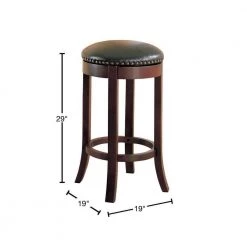 29 in. Contemporary Brown Wooden Swivel Bar Stool with Upholstered Seat (Set of 2) by Benjara -Cheap Benjara Store walnut brown benjara bar stools bm68988 40 1000