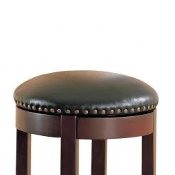 29 in. Contemporary Brown Wooden Swivel Bar Stool with Upholstered Seat (Set of 2) by Benjara -Cheap Benjara Store walnut brown benjara bar stools bm68988 4f 1000