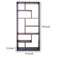 70.9 in. H Walnut Brown Spacious Wooden 6-Shelf Standard Bookcase with Zig Zag Display Storage by Benjara -Cheap Benjara Store walnut brown benjara bookcases bookshelves bm191430 44 1000