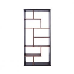 70.9 in. H Walnut Brown Spacious Wooden 6-Shelf Standard Bookcase with Zig Zag Display Storage by Benjara