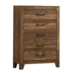 Transitional style 5 Drawer Walnut Brown Wooden Chest with Grain Details (47.38 in. x 16 in. x 31.5 in.) by Benjara -Cheap Benjara Store walnut brown benjara chest of drawers bm233856 77 1000