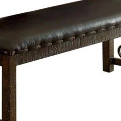Wooden Rustic Walnut Brown Bench with Metal Work 19.5 in. x 56 in. x 12.75 in. by Benjara -Cheap Benjara Store walnut brown benjara dining benches bm166210 1f 1000