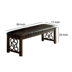Wooden Rustic Walnut Brown Bench with Metal Work 19.5 in. x 56 in. x 12.75 in. by Benjara -Cheap Benjara Store walnut brown benjara dining benches bm166210 44 1000