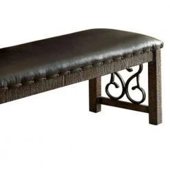 Wooden Rustic Walnut Brown Bench with Metal Work 19.5 in. x 56 in. x 12.75 in. by Benjara -Cheap Benjara Store walnut brown benjara dining benches bm166210 4f 1000