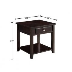 22 in. Walnut Brown Wooden End Table with Drawer and Bottom Shelf by Benjara -Cheap Benjara Store walnut brown benjara end side tables bm184979 40 1000