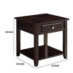 22 in. Walnut Brown Wooden End Table with Drawer and Bottom Shelf by Benjara -Cheap Benjara Store walnut brown benjara end side tables bm184979 44 1000
