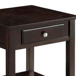 22 in. Walnut Brown Wooden End Table with Drawer and Bottom Shelf by Benjara -Cheap Benjara Store walnut brown benjara end side tables bm184979 c3 1000