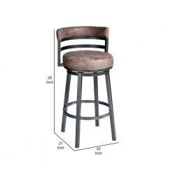Eva 35 in. Washed Brown Low Back Metal Frame Swivel Counter Stool with Vegan Leather Seat by Benjara -Cheap Benjara Store washed brown and black benjara bar stools bm282062 44 1000
