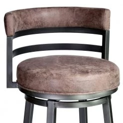 Eva 35 in. Washed Brown Low Back Metal Frame Swivel Counter Stool with Vegan Leather Seat by Benjara -Cheap Benjara Store washed brown and black benjara bar stools bm282062 4f 1000