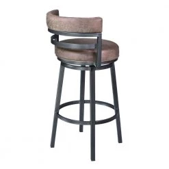 Eva 35 in. Washed Brown Low Back Metal Frame Swivel Counter Stool with Vegan Leather Seat by Benjara -Cheap Benjara Store washed brown and black benjara bar stools bm282062 c3 1000