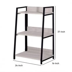 37 in. Washed White and Black Wooden 3-Shelf Bookcase by Benjara -Cheap Benjara Store washed white and black benjara bookcases bookshelves bm211103 44 1000