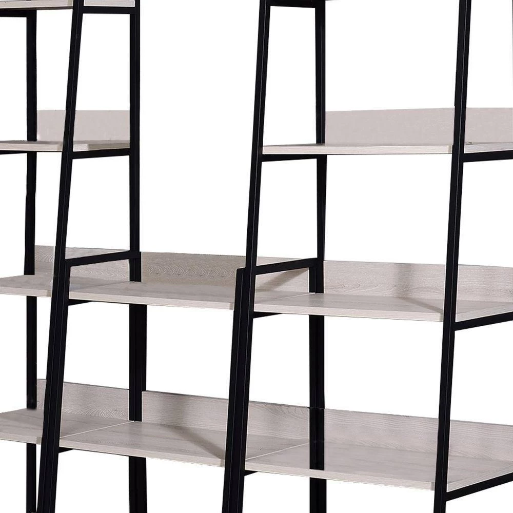 67 in. H Washed White and Black Wooden 5-Shelf Accent Bookcase by Benjara 4 67 in. H Washed White and Black Wooden 5-Shelf Accent Bookcase by Benjara - Image 4