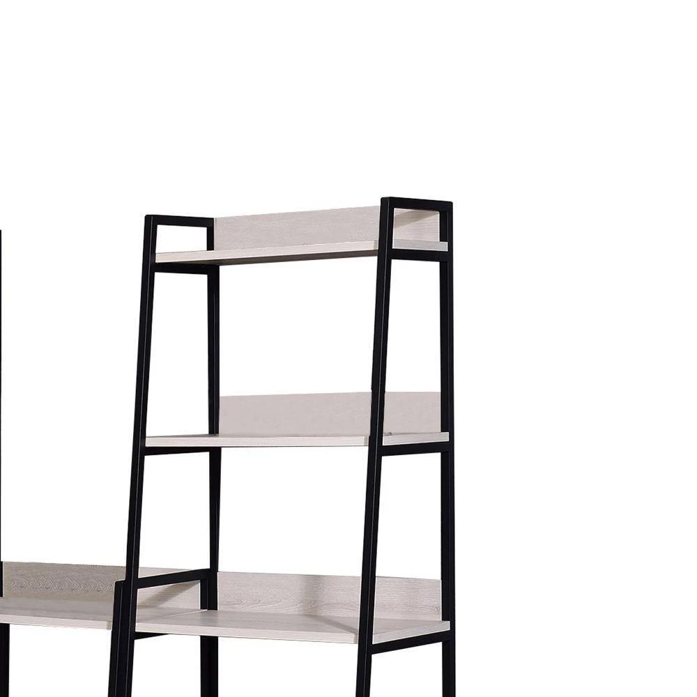 67 in. H Washed White and Black Wooden 5-Shelf Accent Bookcase by Benjara 3 67 in. H Washed White and Black Wooden 5-Shelf Accent Bookcase by Benjara - Image 3