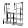 67 in. H Washed White and Black Wooden 5-Shelf Accent Bookcase by Benjara