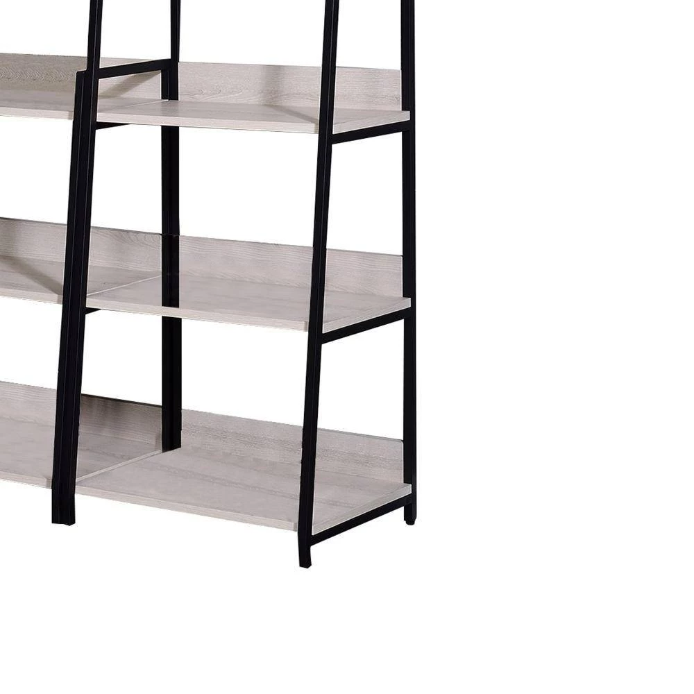 67 in. H Washed White and Black Wooden 5-Shelf Accent Bookcase by Benjara 2 67 in. H Washed White and Black Wooden 5-Shelf Accent Bookcase by Benjara - Image 2