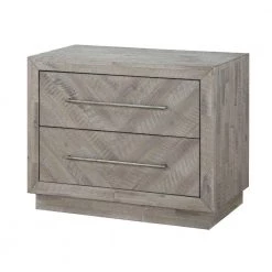 Weathered Brown 2-Drawer Wooden Nightstand with Inlaid Pattern 17 in. L x 30 in. W x 24 in. H by Benjara