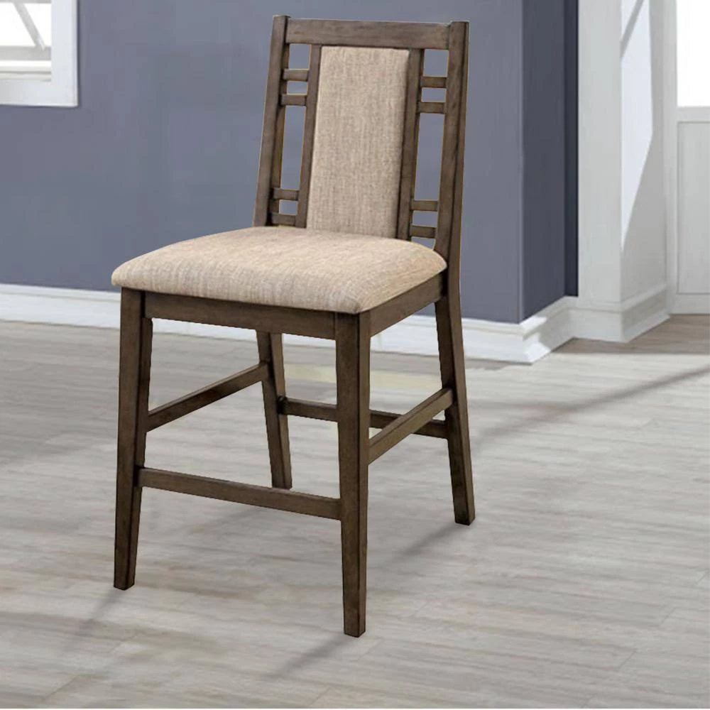 Eris II Transitional Gray Counter Height Chair with Fabric (Set of 2) by Benjara 7 Eris II Transitional Gray Counter Height Chair with Fabric (Set of 2) by Benjara - Image 7