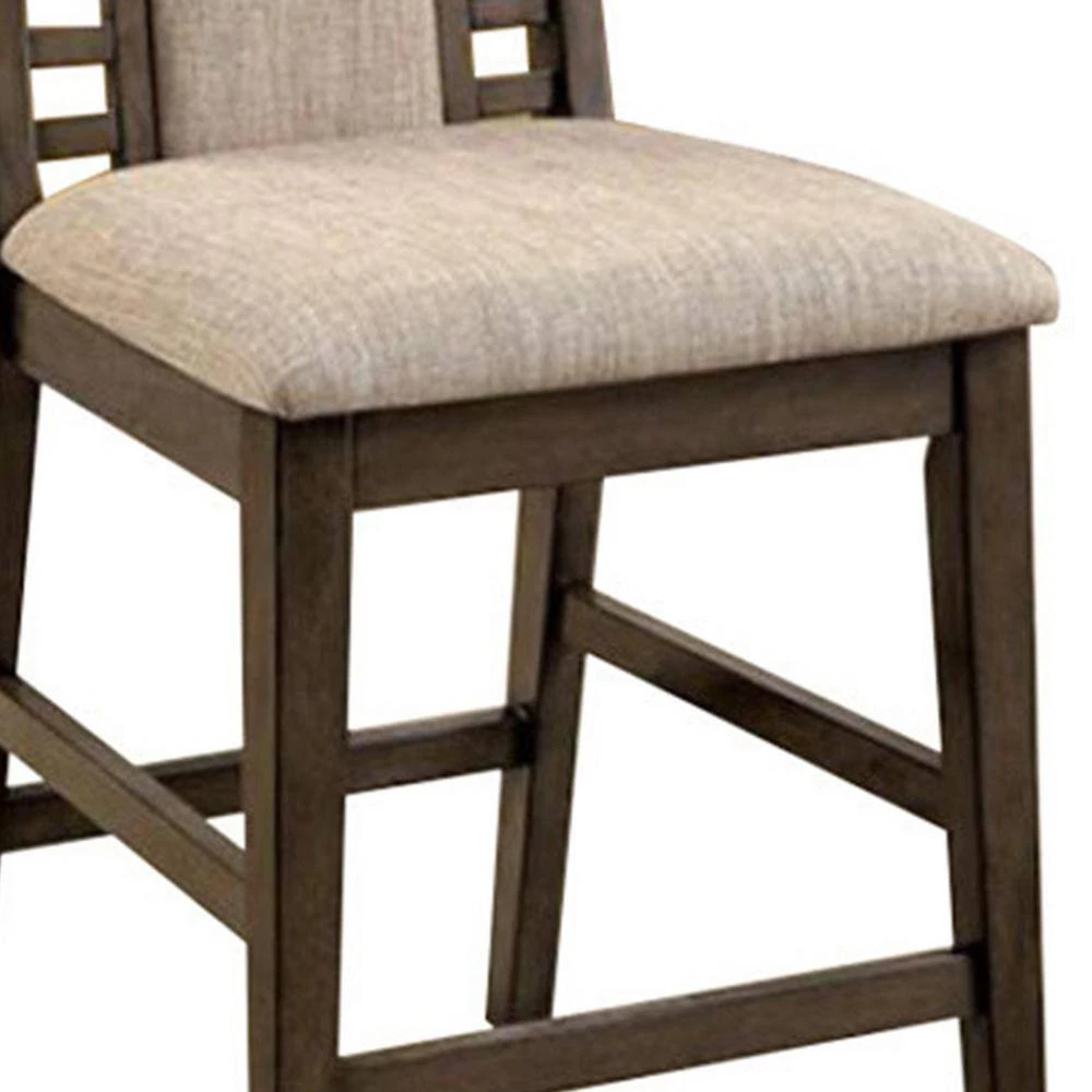 Eris II Transitional Gray Counter Height Chair with Fabric (Set of 2) by Benjara 5 Eris II Transitional Gray Counter Height Chair with Fabric (Set of 2) by Benjara - Image 5