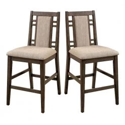 Eris II Transitional Gray Counter Height Chair with Fabric (Set of 2) by Benjara