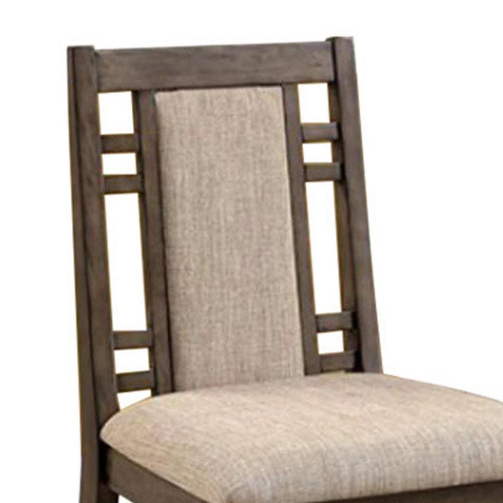 Eris II Transitional Gray Counter Height Chair with Fabric (Set of 2) by Benjara 2 Eris II Transitional Gray Counter Height Chair with Fabric (Set of 2) by Benjara - Image 2