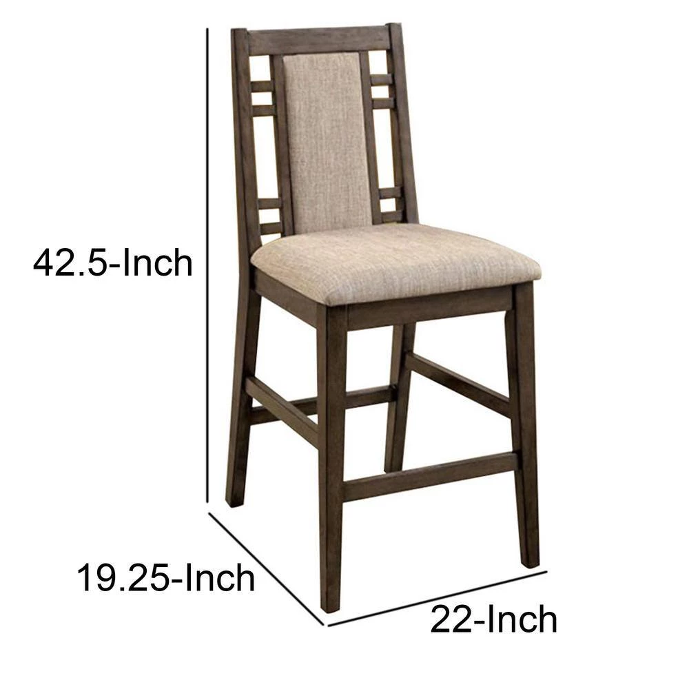 Eris II Transitional Gray Counter Height Chair with Fabric (Set of 2) by Benjara 6 Eris II Transitional Gray Counter Height Chair with Fabric (Set of 2) by Benjara - Image 6