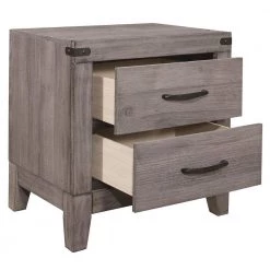 Weathered Gray 2 Drawer Wooden Night Stand with Metal Handle 22 in. L x 16 in. W x 22 in. H by Benjara -Cheap Benjara Store weathered gray benjara nightstands bm181921 a0 1000