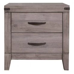 Weathered Gray 2 Drawer Wooden Night Stand with Metal Handle 22 in. L x 16 in. W x 22 in. H by Benjara -Cheap Benjara Store weathered gray benjara nightstands bm181921 c3 1000