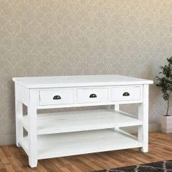 50 in. Weathered White Standard Rectangle Wood Console Table with 3-Drawers by Benjara -Cheap Benjara Store weathered white benjara console tables bm183979 31 1000