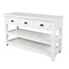 50 in. Weathered White Standard Rectangle Wood Console Table with 3-Drawers by Benjara