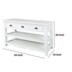 50 in. Weathered White Standard Rectangle Wood Console Table with 3-Drawers by Benjara -Cheap Benjara Store weathered white benjara console tables bm183979 fa 1000