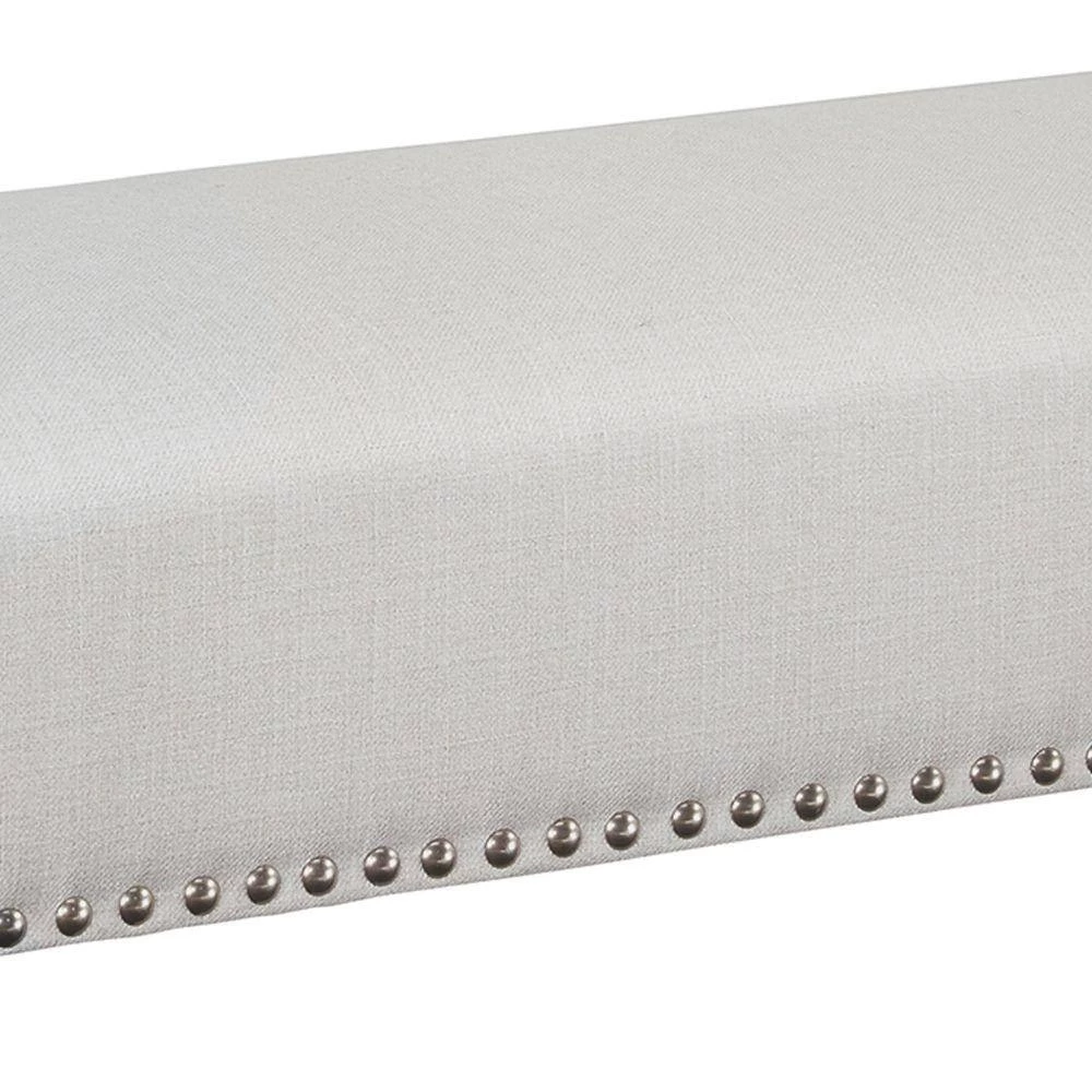 44 in. W White and Black Fabric Upholstered Accent Bench with Nail head Trim by Benjara 4 44 in. W White and Black Fabric Upholstered Accent Bench with Nail head Trim by Benjara - Image 4