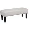 44 in. W White and Black Fabric Upholstered Accent Bench with Nail head Trim by Benjara