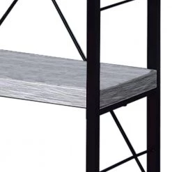 Industrial 43 in. White and Black Wooden 4 -Shelf Ladder Bookcase with Open Metal Frame by Benjara -Cheap Benjara Store white and black benjara bookcases bookshelves bm209632 1f 1000