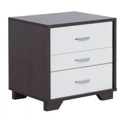 3-Drawer Eloy White and Black Classic Wood Nightstand 20 in. L x 16 in. W x 19 in. H by Benjara