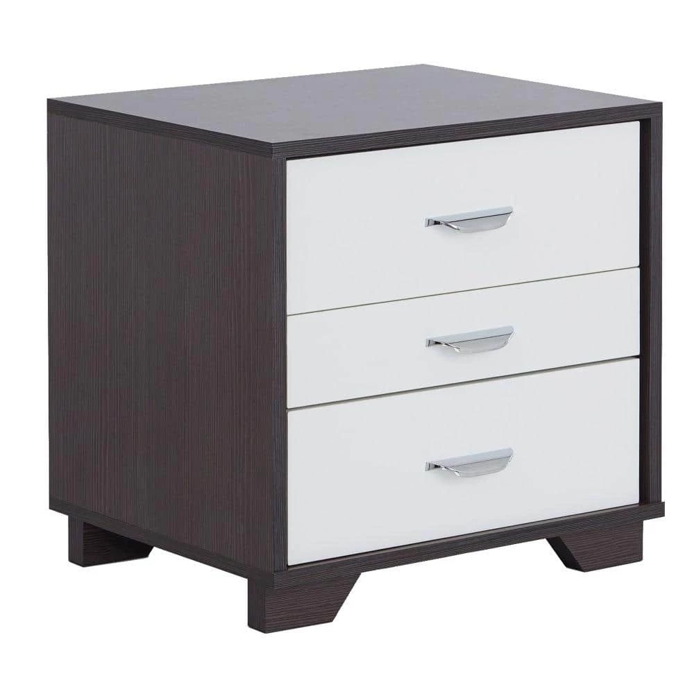 3-Drawer Eloy White and Black Classic Wood Nightstand 20 in. L x 16 in. W x 19 in. H by Benjara 1 3-Drawer Eloy White and Black Classic Wood Nightstand 20 in. L x 16 in. W x 19 in. H by Benjara