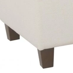 40 in. W x 14 in. H White and Brown Fabric Upholstered Button Tufted Wooden Bench with Hinged Storage by Benjara -Cheap Benjara Store white and brown benjara bedroom benches bm195765 4f 1000