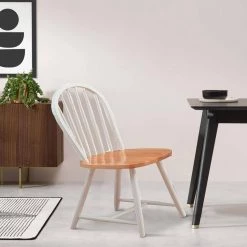 Handsomely Designed White and Brown Wooden Dining Chair (Set of 4) by Benjara -Cheap Benjara Store white and brown benjara dining chairs bm172187 31 1000