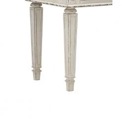 Antiqued White and Brown Wooden Mirror Stool Set with Square Tapered Legs by Benjara -Cheap Benjara Store white and brown benjara makeup vanities bm213248 1f 1000