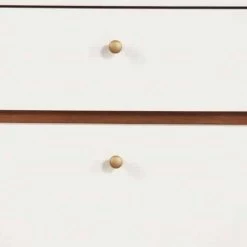 2-Drawer White and Brown Wooden Nightstand with Angled Legs 26 in. H x 21 in. W x 16 in. D by Benjara -Cheap Benjara Store white and brown benjara nightstands bm220496 4f 1000