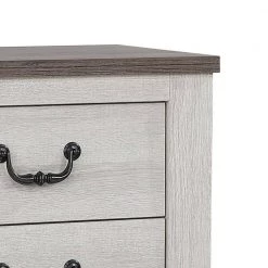 2-Drawer White and Brown Nightstand with Bun Legs 24.75 in. H x 25.5 in. W x 16.25 in. L by Benjara -Cheap Benjara Store white and brown benjara nightstands bm242625 4f 1000