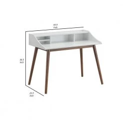 44.5 in. W Rectangular White and Brown Wooden Writing Desk with 4 Open Compartments by Benjara -Cheap Benjara Store white and brown benjara writing desks bm242017 44 1000