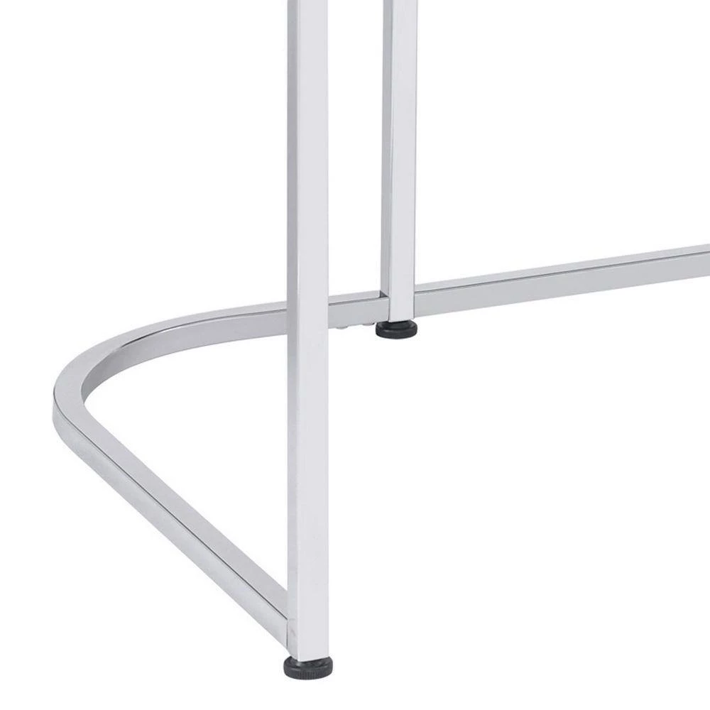 47.25 in. W Rectangular White and Chrome Wooden Writing Desk with 1-Drawer and 2-Compartments by Benjara 6 47.25 in. W Rectangular White and Chrome Wooden Writing Desk with 1-Drawer and 2-Compartments by Benjara - Image 6