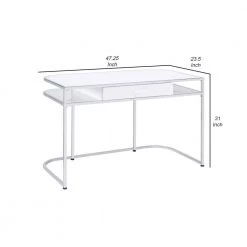 47.25 in. W Rectangular White and Chrome Wooden Writing Desk with 1-Drawer and 2-Compartments by Benjara 15 47.25 in. W Rectangular White and Chrome Wooden Writing Desk with 1-Drawer and 2-Compartments by Benjara -Cheap Benjara Store white and chrome benjara writing desks bm242022 44 1000