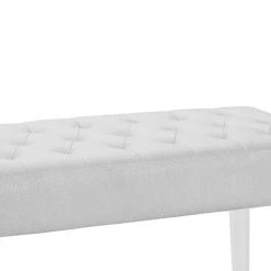 White and Clear Tufted Fabric Upholstered Bench with Acrylic Legs (18 in. x 35 in. x 17 in.) by Benjara -Cheap Benjara Store white and clear benjara bedroom benches bm143996 c3 1000