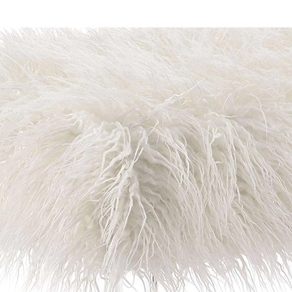 Luxurious 42 in. W Clear and White Faux Fur Upholstered Bench with Tapered Legs by Benjara 4 Luxurious 42 in. W Clear and White Faux Fur Upholstered Bench with Tapered Legs by Benjara - Image 4
