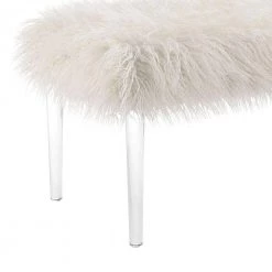 Luxurious 42 in. W Clear and White Faux Fur Upholstered Bench with Tapered Legs by Benjara 8 Luxurious 42 in. W Clear and White Faux Fur Upholstered Bench with Tapered Legs by Benjara -Cheap Benjara Store white and clear benjara bedroom benches bm144009 4f 1000
