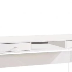 Contemporary 23.5 in. Clear and White Metal Writing Desk with Glass Sides by Benjara -Cheap Benjara Store white and clear benjara writing desks bm159095 77 1000