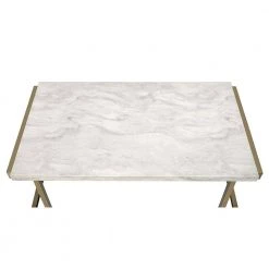 44 in. White/Gold Large Rectangle Marble Coffee Table with Metal Base with Storage by Benjara -Cheap Benjara Store white and gold benjara coffee tables bm185797 1f 1000