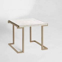 White and Gold Faux Marble Top End Table with Metal Base by Benjara 15 White and Gold Faux Marble Top End Table with Metal Base by Benjara -Cheap Benjara Store white and gold benjara end side tables bm185798 31 1000