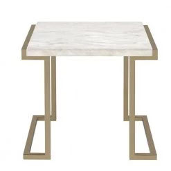 White and Gold Faux Marble Top End Table with Metal Base by Benjara 11 White and Gold Faux Marble Top End Table with Metal Base by Benjara -Cheap Benjara Store white and gold benjara end side tables bm185798 c3 1000